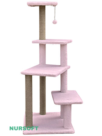 Katlı Büyük Boy Kedi Tırmalama Tahtası Jüt İpli Welsoft Kumaşlı Oyun Alanı Pembe