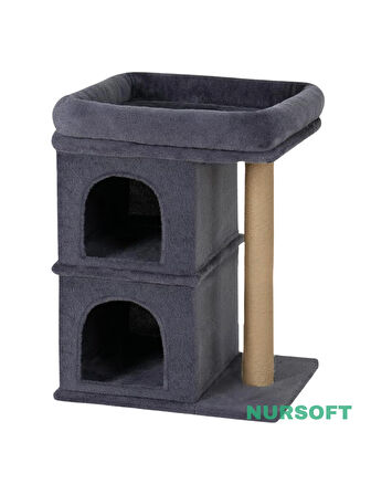  Nursoft Çift Yuvalı Teraslı Kedi Dinlenme ve Oyun Alanı