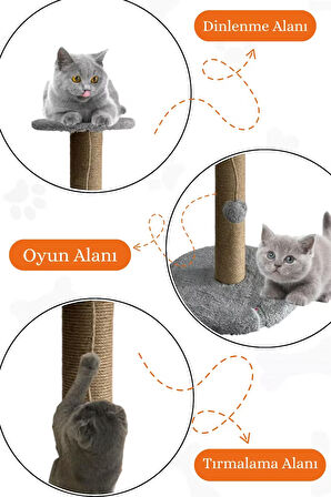 Stepli Kedi Tırmalama Tahtası Gri