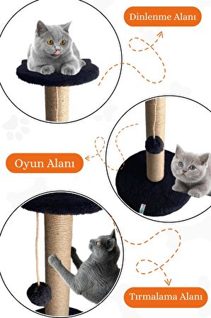 Stepli Kedi Tırmalama Tahtası Siyah