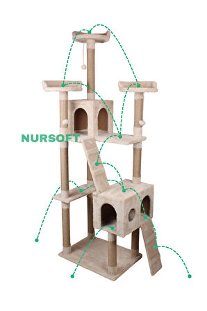 Nursoft Cat City Kedi Evi Kedi Tırmalama Ve Kedi Oyun Evi