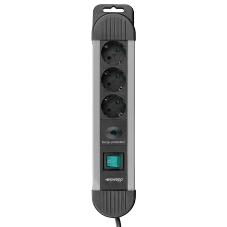 S-Link Swapp SPGKS03 1.5m 3G1.5mm2 900 Joule 3Lü Akım Kor. Gri Priz Çoklayıcı