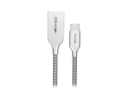 S-Link Swapp SW-KC23M 1M 2.1A Metal Silver Micro USB Data + Sarj Kablosu