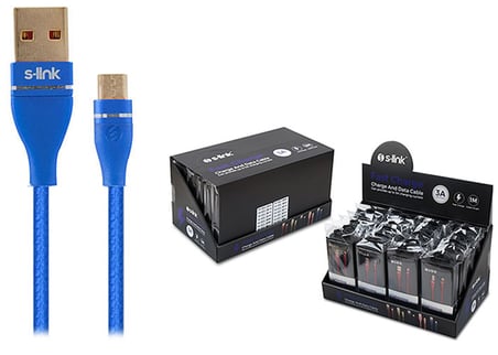S-Link Swapp SW-C540 1M 3A Micro Usb Lacivert Şarj Kablosu