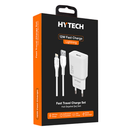 Hytech HY-XT50L 12W 5V 2.4A IPhone Beyaz Kablo + Ev Şarj Adaptör