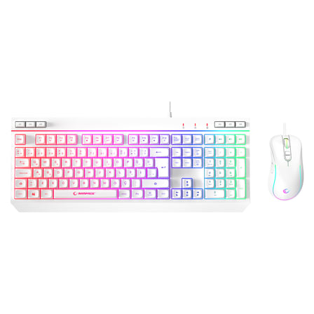 Rampage KM-R57 Seraphic Beyaz RGB Aydınlatmalı Q Oyuncu Multmedia Klavye ve 12800 DPI Mouse Gaming Set