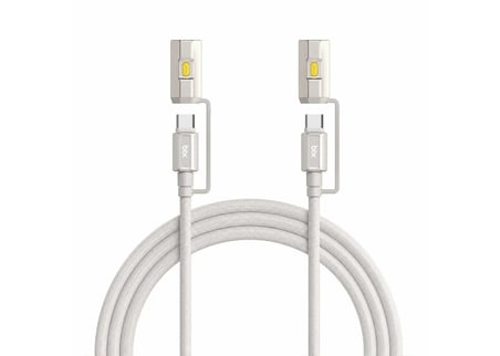 Bix T2IN1C 240W LED Fener ve Alevsiz Çakmak Fonksiyonlu Type-C To Type-C Şarj ve Data Kablosu 1.2 Metre Gri
