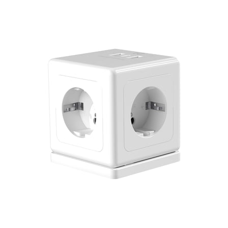 S-link PRZ04 4 Soketli 2 USB 1 Type-C PD20 2M 306 Joule Tam Bakır Küp Beyaz Akım Korumalı Priz