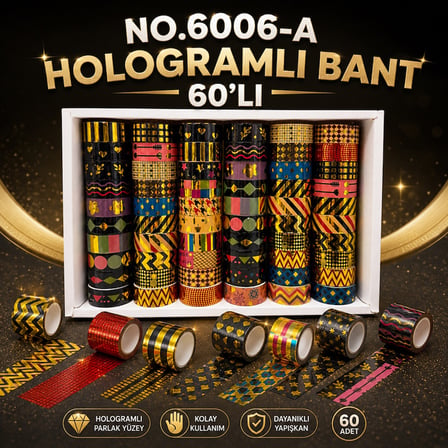 6006-A Hologramlı Desenli Bant 60 Adet