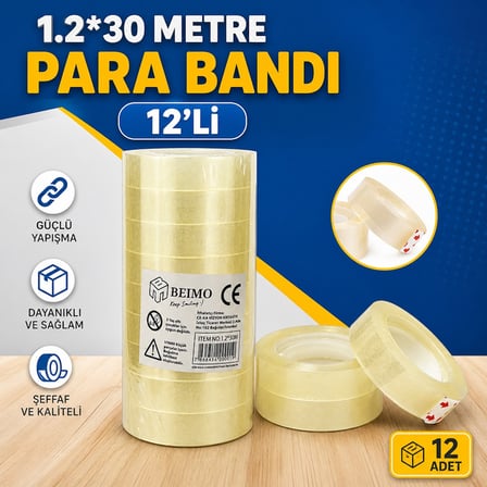1.2*30 Metre Para Bandı Şeffaf 12 Adet