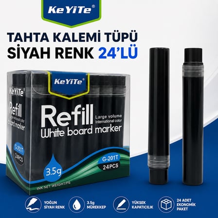 Tahta Kalemi Tüpü Refill Siyah Renk 24 Adet