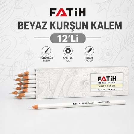 Fatih Beyaz Renk Kurşun Kalem 12 Adet