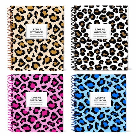 17*24 Spralli Leopar Desen Sert Kapak Defter (100 Yaprak Kareli)
