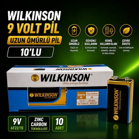 Wilkinson RF22 9 Volt Pil (Uzun Ömürlü Batarya) 10 Adet