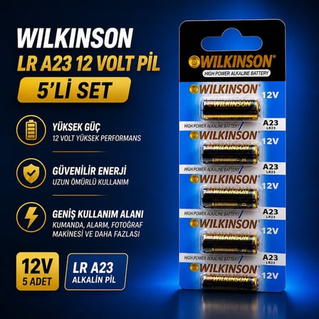 Wilkinson LR A23 Süper Alkalin Batarya 12 Volt Pil 5 Adet