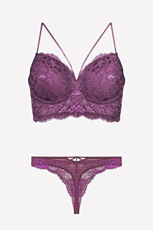 Dantelli Desteksiz Ipli Sütyen Takım