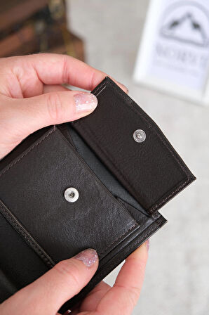 Bozuk Para Bölmeli Hakiki Deri Cüzdan