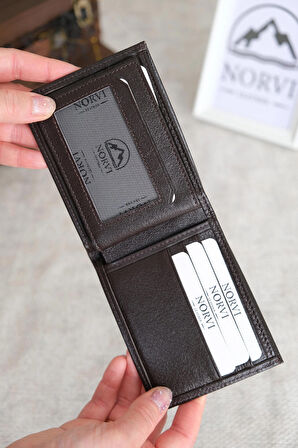 Klasik Hakiki Deri Cüzdan Koyu Kahverengi