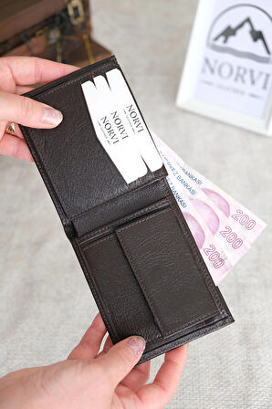 Bozuk Para Gözlü Hakiki Deri Cüzdan Koyu Kahverengi