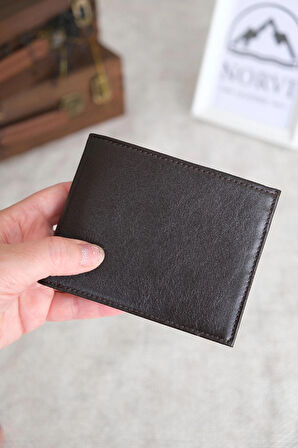 Bozuk Para Gözlü Hakiki Deri Cüzdan Koyu Kahverengi