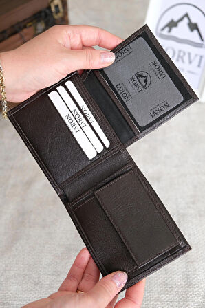 Bozuk Para Gözlü Hakiki Deri Cüzdan Koyu Kahverengi