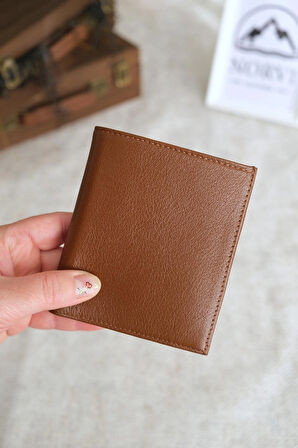 Bozuk Para Bölmeli Hakiki Deri Cüzdan Kahverengi