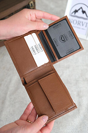 Bozuk Para Gözlü Hakiki Deri Cüzdan Kahverengi