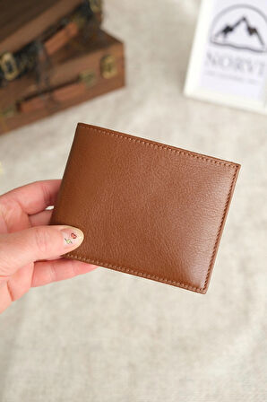 Bozuk Para Bölmeli Hakiki Deri Cüzdan Kahverengi