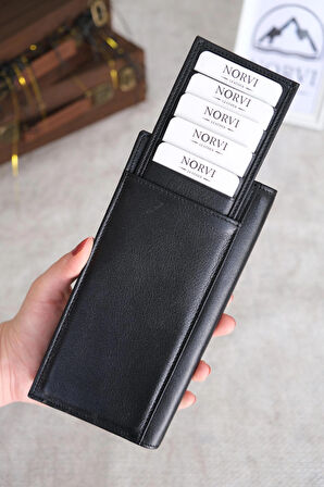 Telefon Bölmeli Mıknatıslı Hakiki Eskitme Deri Cüzdan Parlak Siyah