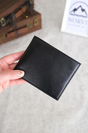 Çok Bölmeli Hakiki Deri Cüzdan Siyah