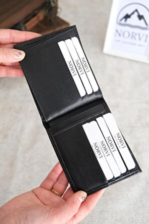 Çok Bölmeli Hakiki Deri Cüzdan Siyah