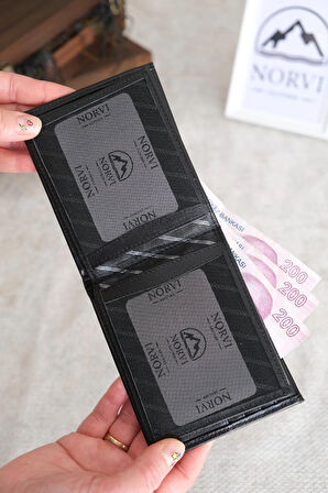 Çok Bölmeli Hakiki Deri Cüzdan Siyah