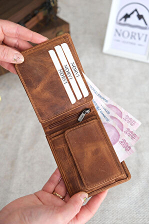  Bozuk Para Gözlü Hakiki Deri Cüzdan Taba Rengi