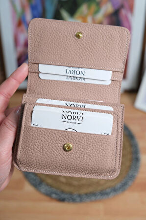 Çok Bölmeli Hakiki Deri Kartlık Cüzdan Pudra