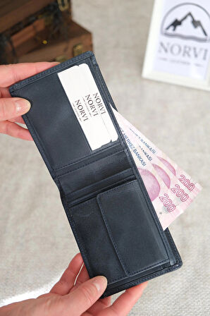 Hakiki Deri Cüzdan Kartlık Koyu Lacivert