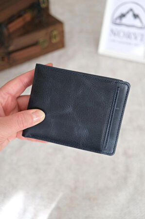 Hakiki Deri Cüzdan Kartlık Koyu Lacivert