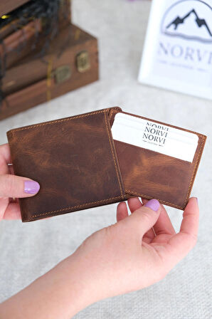 Hakiki Deri Cüzdan Kartlık Fındık Rengi