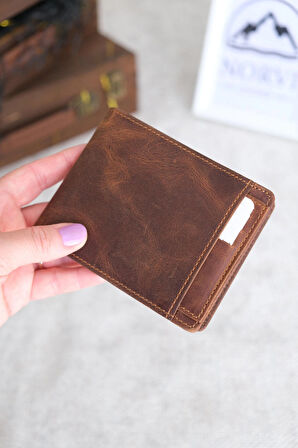 Hakiki Deri Cüzdan Kartlık Fındık Rengi