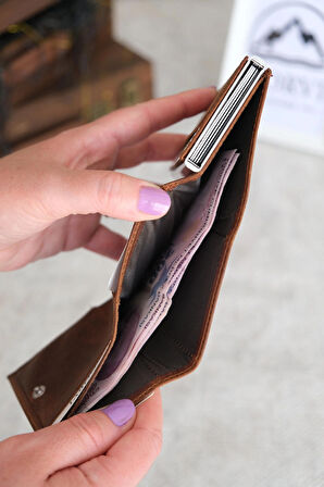 Mekanizmalı Otomatik Hakiki Deri Kartlık Fındık Rengi