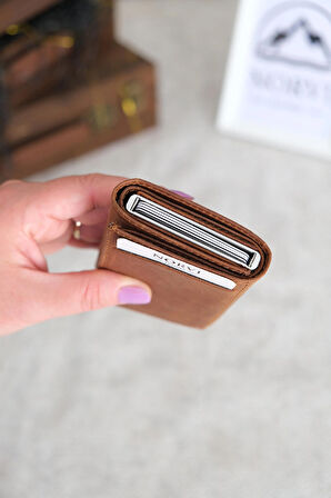 Mekanizmalı Otomatik Hakiki Deri Kartlık Fındık Rengi