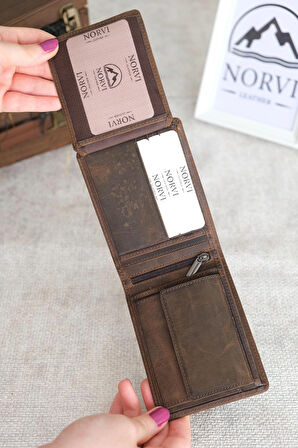  Bozuk Para Gözlü Hakiki Deri Cüzdan Acı Kahverengi