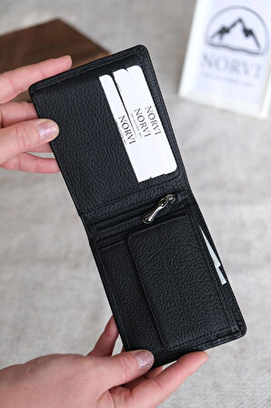  Bozuk Para Gözlü Hakiki Deri Cüzdan Siyah