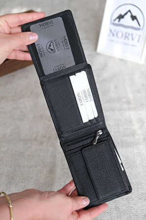  Bozuk Para Gözlü Hakiki Deri Cüzdan Siyah