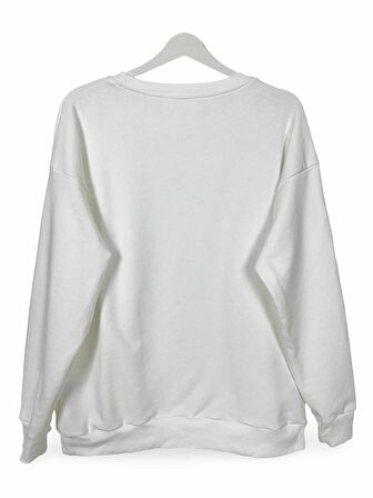 Baykuş Baskılı Unisex Bisiklet Yaka Oversize Sweatshirt