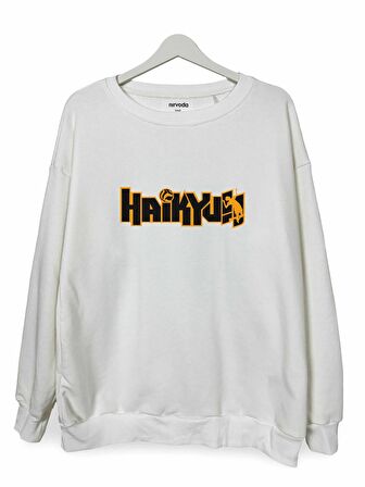 Haikyuu Baskılı Unisex Bisiklet Yaka Oversize Sweatshirt