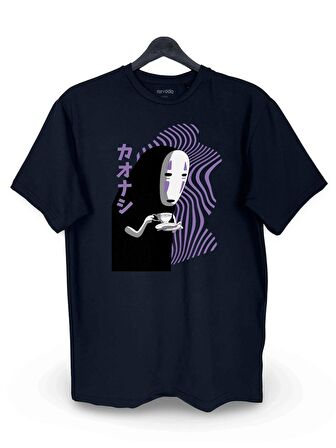 Kaonashi No Face Ghibli Baskılı Loose Fit Bisiklet Yaka Unisex Tişört