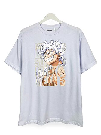 Luffy Gear5 Nika Baskılı Loose Fit Bisiklet Yaka Unisex Tişört