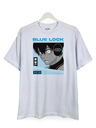 Yoichi İsagi Blue Lock Baskılı Loose Fit Bisiklet Yaka Unisex Tişört