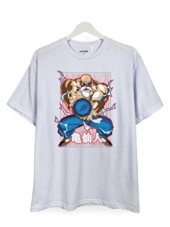 Master Roshi Usta Rosi Dragon Ball Baskılı Loose Fit Bisiklet Yaka Unisex Tişört