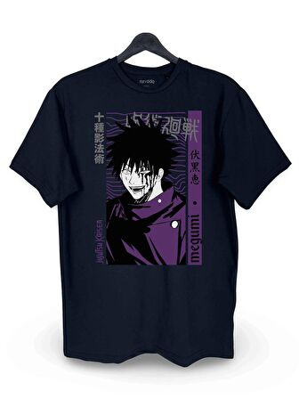 Megumi Jujutsu Kaisen Baskılı Loose Fit Bisiklet Yaka Unisex Tişört Anime Manga